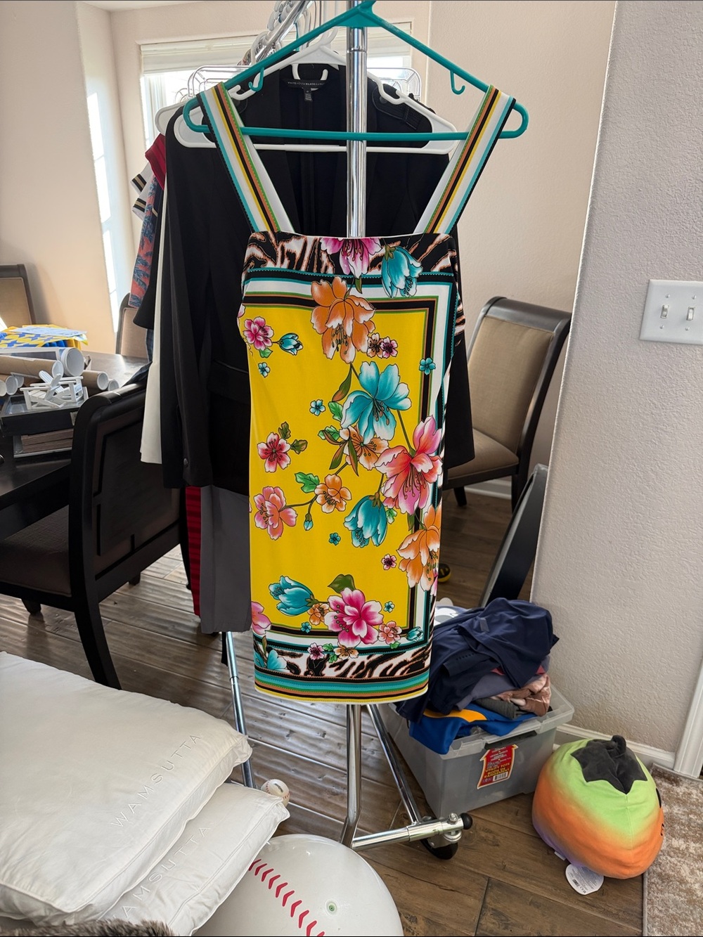 Cache Yellow Floral Strappy Mini Dress Sz 4